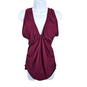 Daci Womens Burgundy One-Piece Swimsuit Cross Back Straps Size XL Beach Vacation